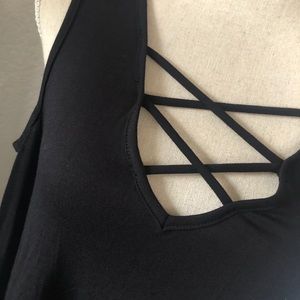 Black long sleeve shirt with shoulder cut outs